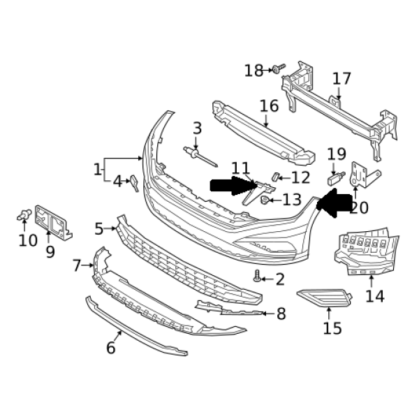 BUMPER BRAKET VOLKSWAGEN JETTA 2019 17A807183 - 17A807184 ( MADE IN CHINA ) LEFT RIGHT