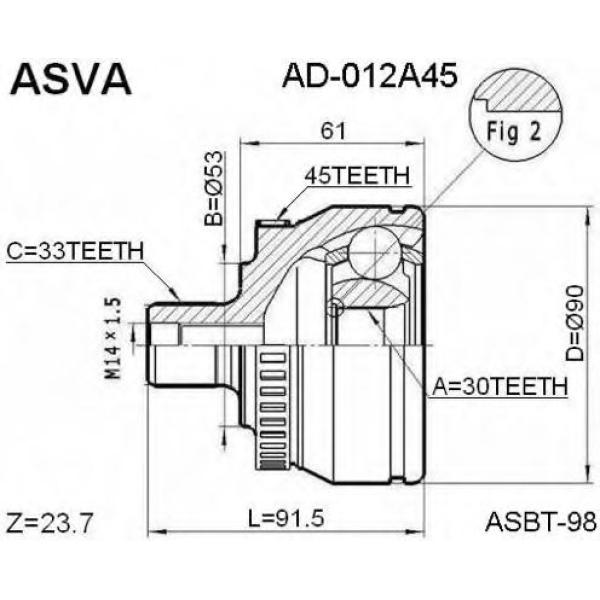 OUTER CV JOINT AUDI A4 1995 8D0498099B ( TOPRAN BRAND ) - 1.8