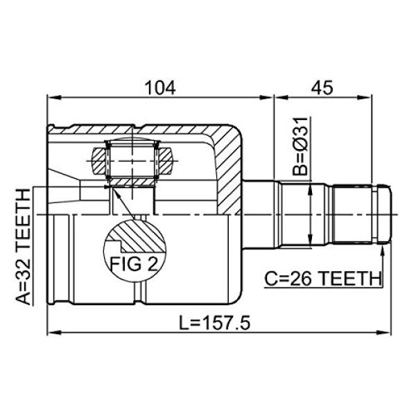 INNER CV JOINT VW GOLF 2004 1K0498103C ( FEBEST BRAND ) - 2.0 - .2.5