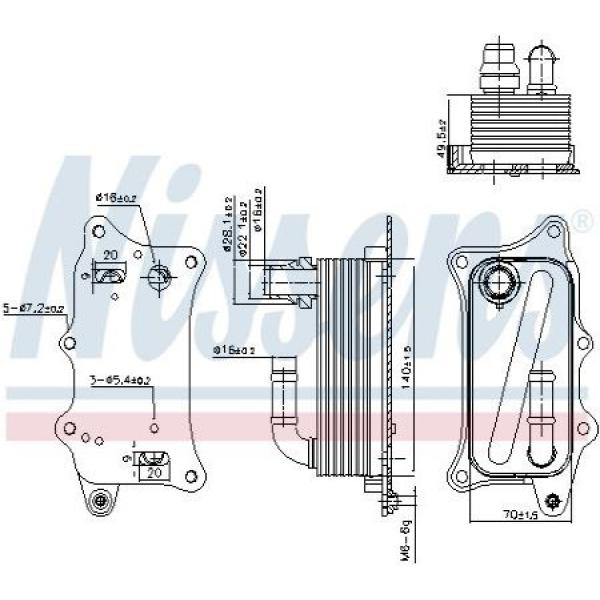 ENGINE OIL COOLER AUDI A5 2012 06E117021M ( NISSENS BRAND ) - 3.0