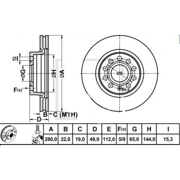 FRONT BRAKE DISC VW - AUDI 1K0615301AC ( FEBI BRAND ) LEFT AND RIGHT - SET