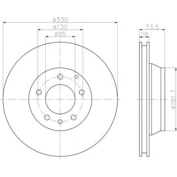 REAR BRAKE DISC AUDI - VW 7L8615601C - ( FEBI BRAND ) - SET