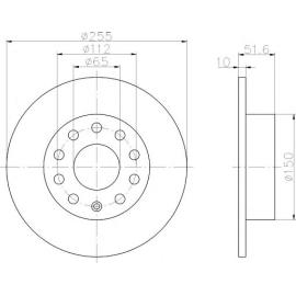 REAR BRAKE DISC AUDI - VW 1K0615601K ( FEBI BRAND )  - SET