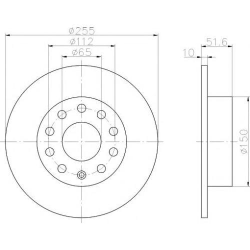 REAR BRAKE DISC AUDI - VW 1K0615601K ( FEBI BRAND )  - SET