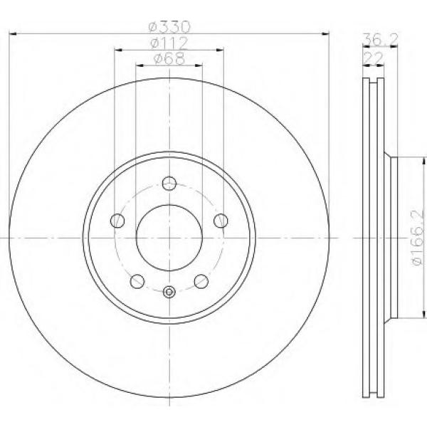 REAR BRAKE DISC AUDI 8K0615601B ( TRW BRAND ) - SET