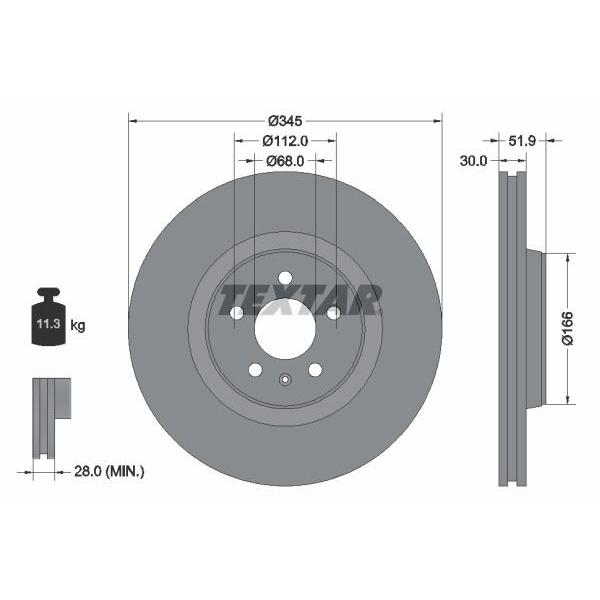 FRONT BRAKE DISC AUDI - PORSCHE 4G0615301AE ( MASTER SPORT BRAND ) LEFT AND RIGHT - SET